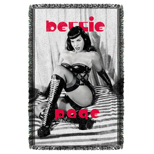Bettie Page Boots Woven Tapestry Throw Blanket